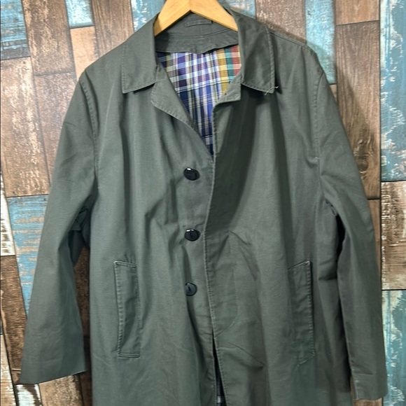 Men's army green & plaid Green Coat - Picture 3 of 16